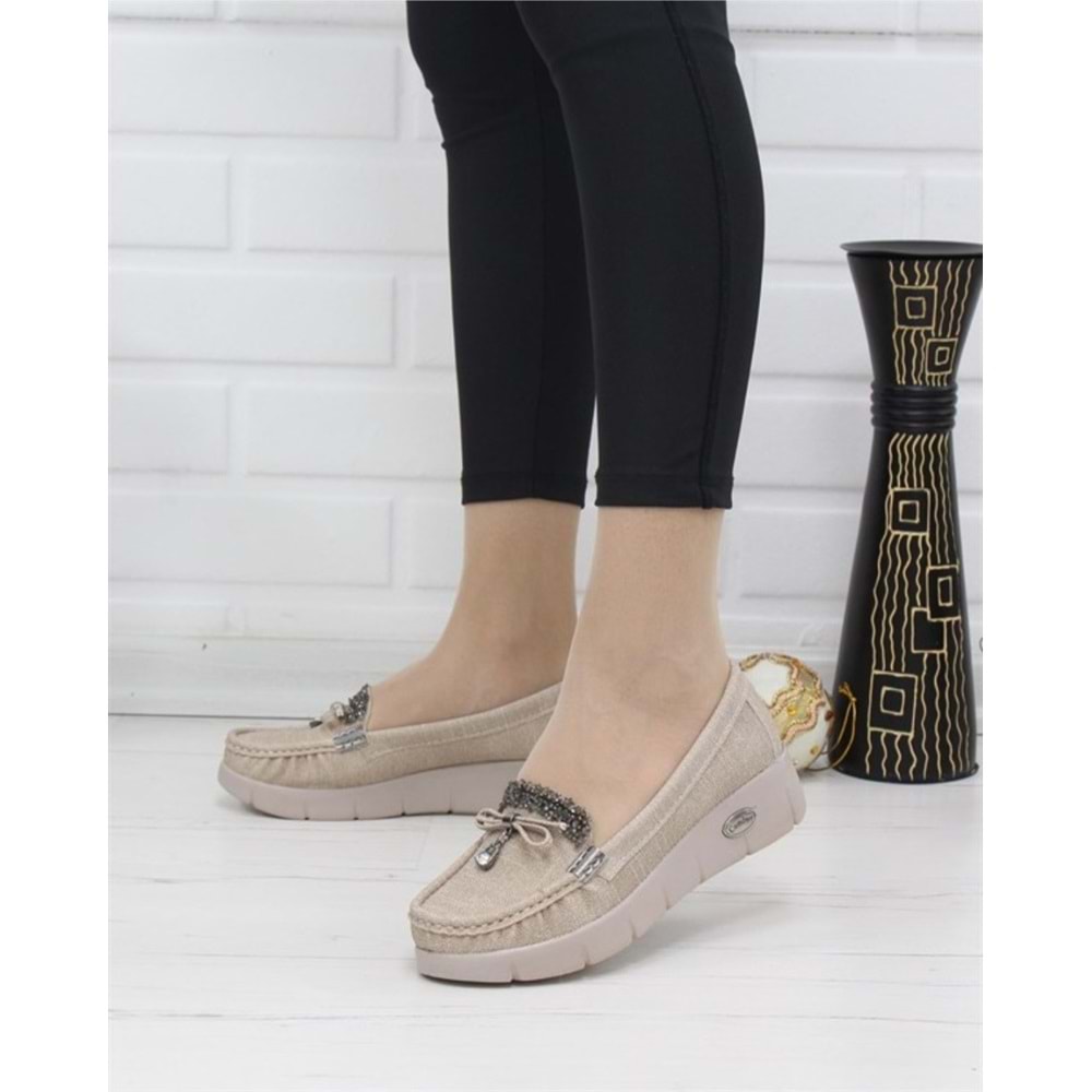 Konfores 086 Anatomik Tabanlı Bayan Dolgu Topuk Günlük Ayakkabı - VIZON - 37