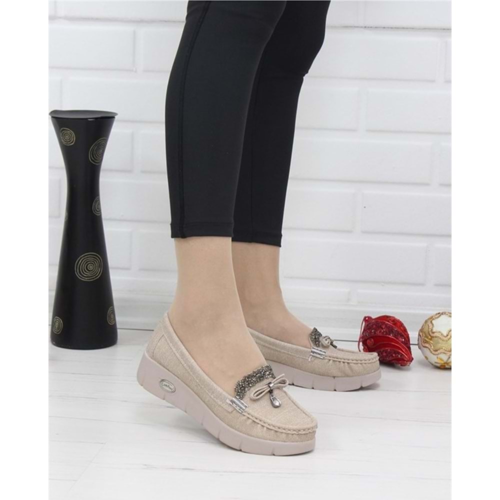 Konfores 086 Anatomik Tabanlı Bayan Dolgu Topuk Günlük Ayakkabı - VIZON - 37