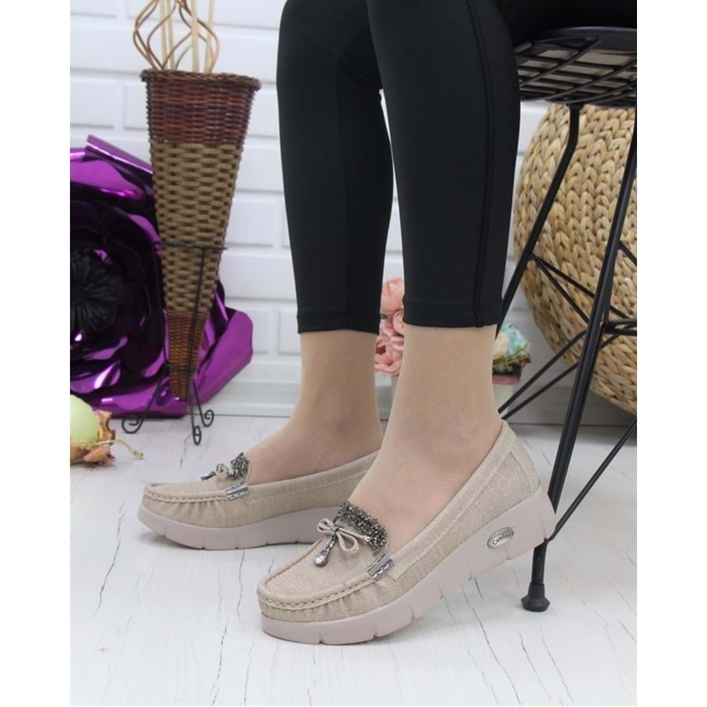 Konfores 086 Anatomik Tabanlı Bayan Dolgu Topuk Günlük Ayakkabı - VIZON - 37