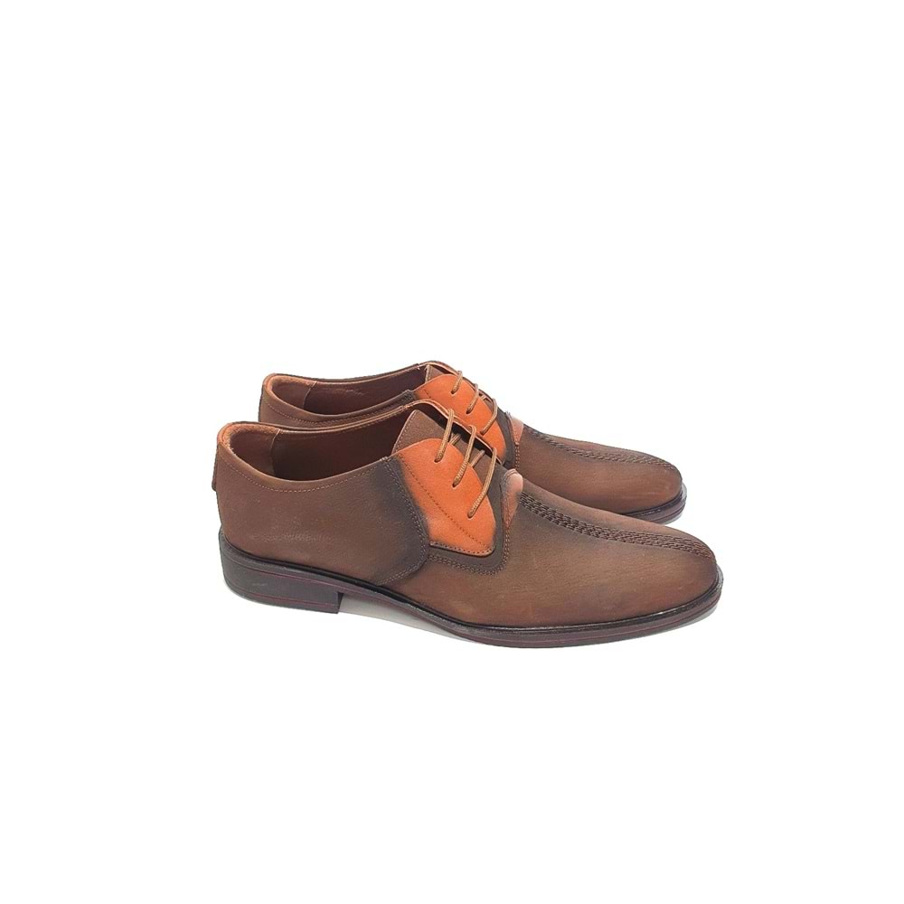 üçlü hakiki deri erkek klasik ayakkabı - kahverengi - 41
