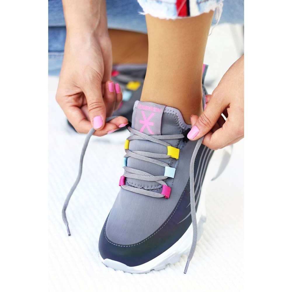 Konfores 887 Bayan Anatomik Sneakers Ayakkabı - gri - 36
