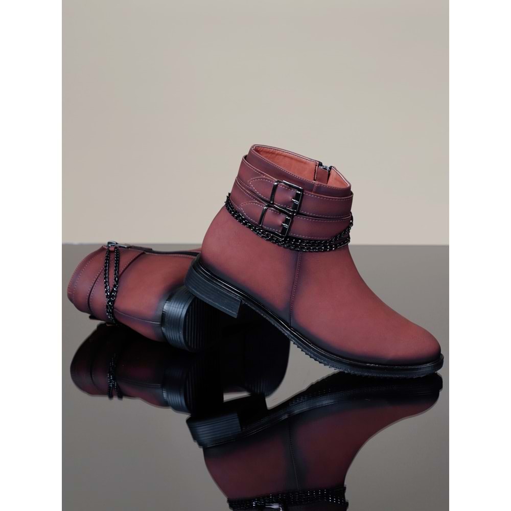 Konfores 1090 Bayan Anatomik Düz Taban Zincirli Bot - NKT01090-TABA-42