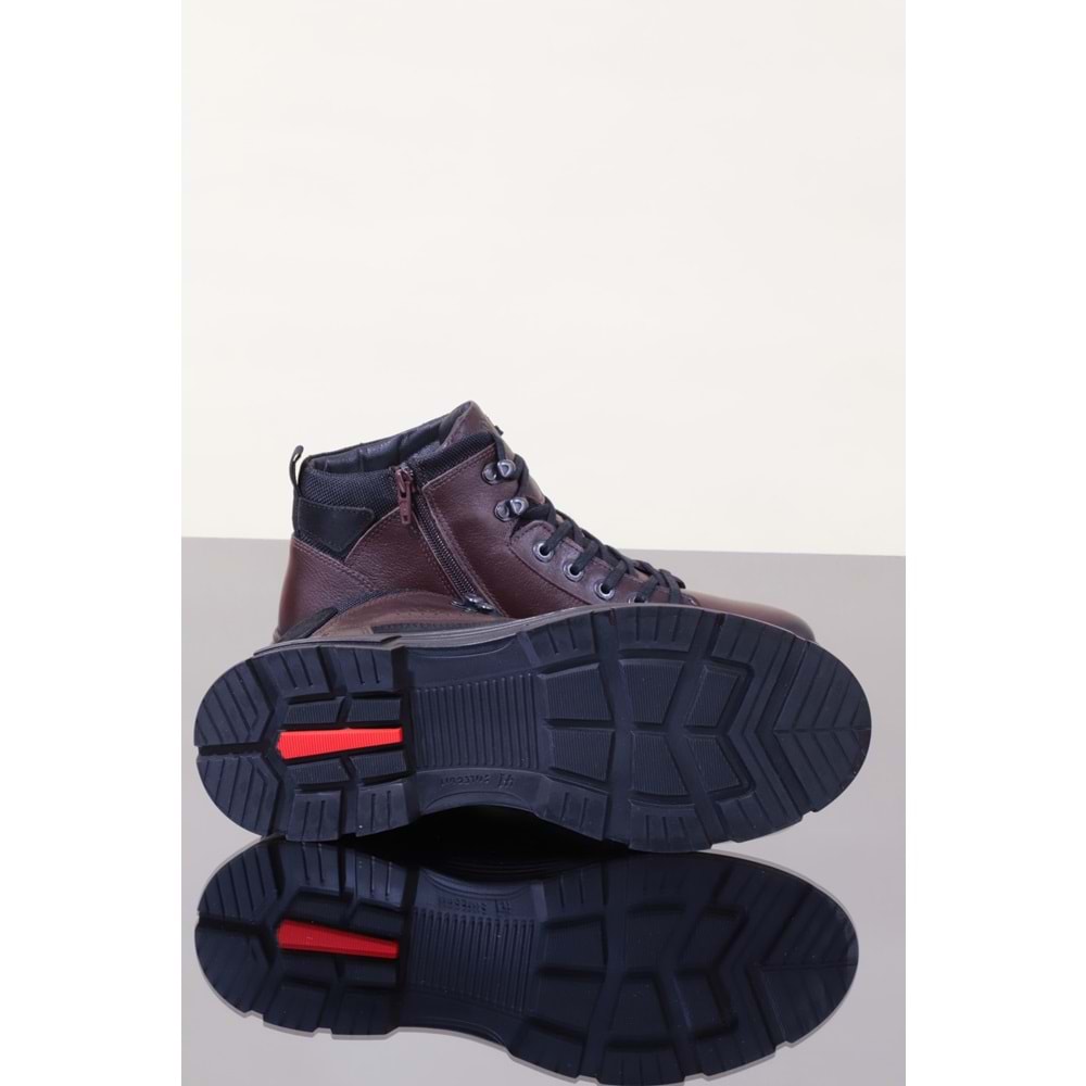 Konfores 1095 Hakiki Deri Anatomik Taban Fermuarlı Erkek Bot - NKT01095-kahverengi-45