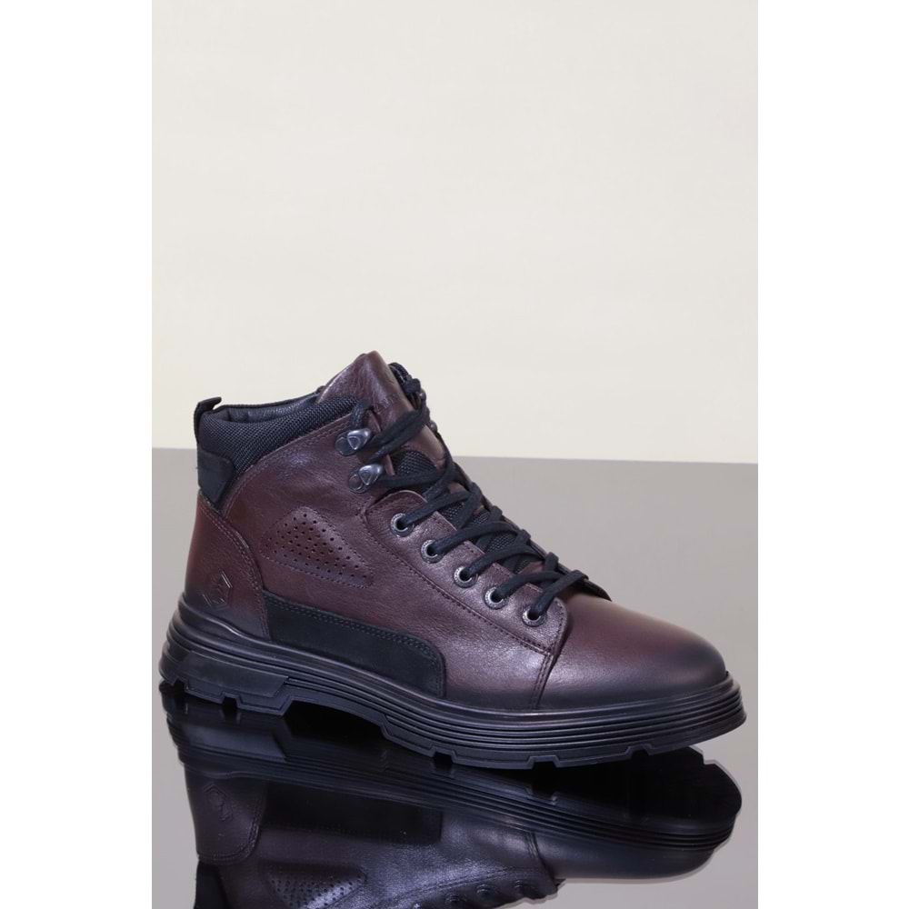 Konfores 1095 Hakiki Deri Anatomik Taban Fermuarlı Erkek Bot - NKT01095-kahverengi-45