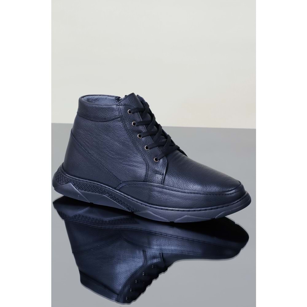 Konfores 1121 Hakiki Deri Anatomik Taban Fermuarlı Erkek Bot - NKT01121-siyah-46