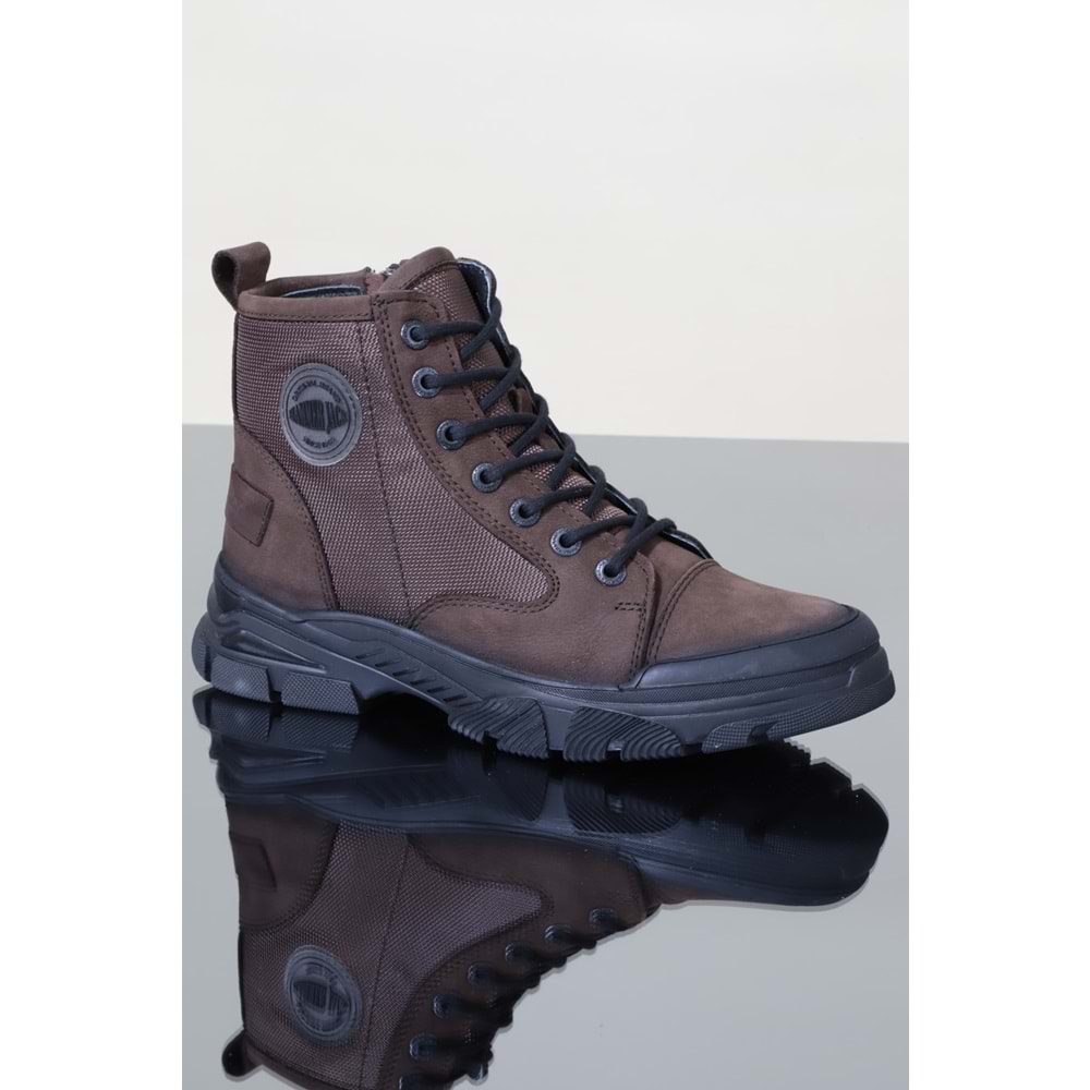 Konfores 1126 Hakiki Deri Anatomik Fermuarlı Erkek Spor Bot - NKT01126-kahverengi-42