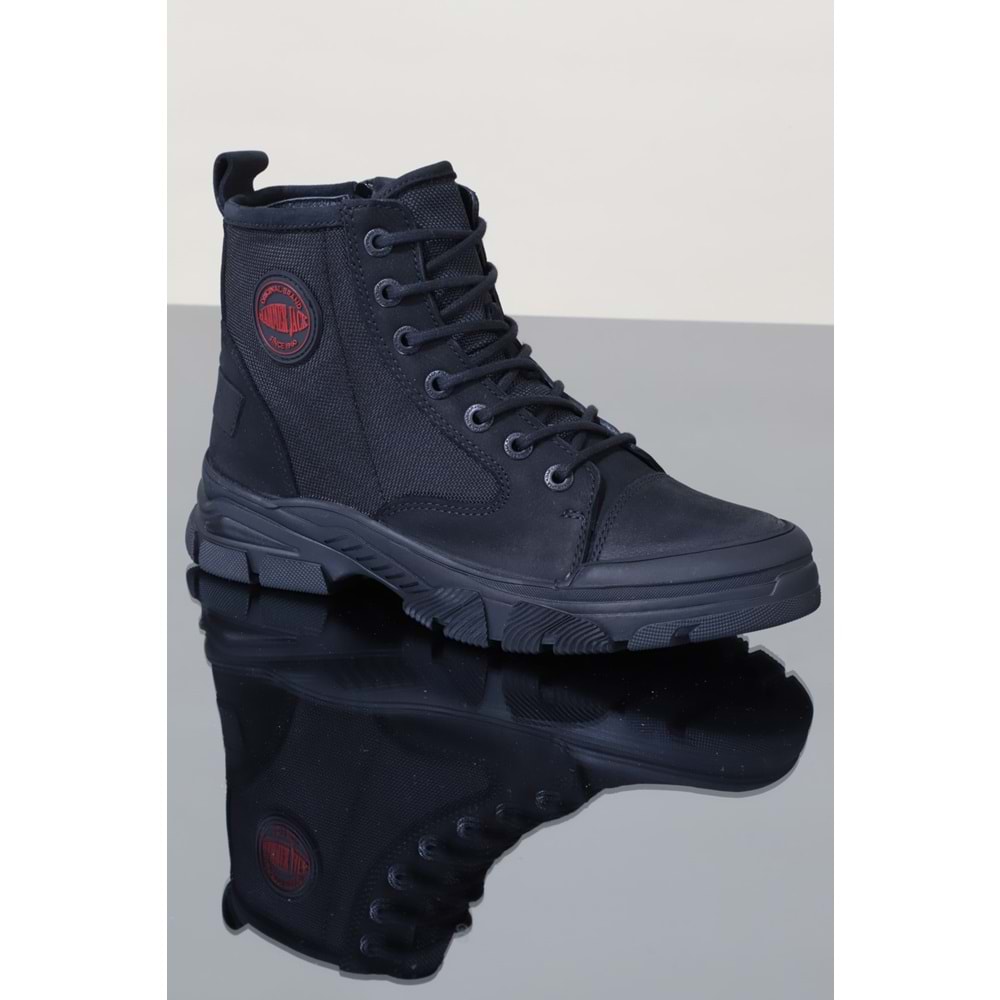 Konfores 1126 Hakiki Deri Anatomik Fermuarlı Erkek Spor Bot - NKT01126-siyah-41