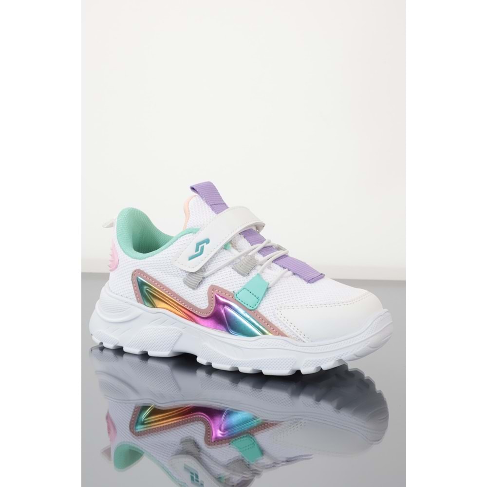 Kidessa 1182 Anatomik Tabanlı Unisex Çocuk Spor Ayakkabı - NKT01182-beyaz yeşil-26