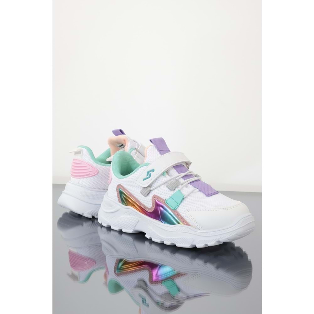 Kidessa 1182 Anatomik Tabanlı Unisex Çocuk Spor Ayakkabı - NKT01182-beyaz yeşil-26