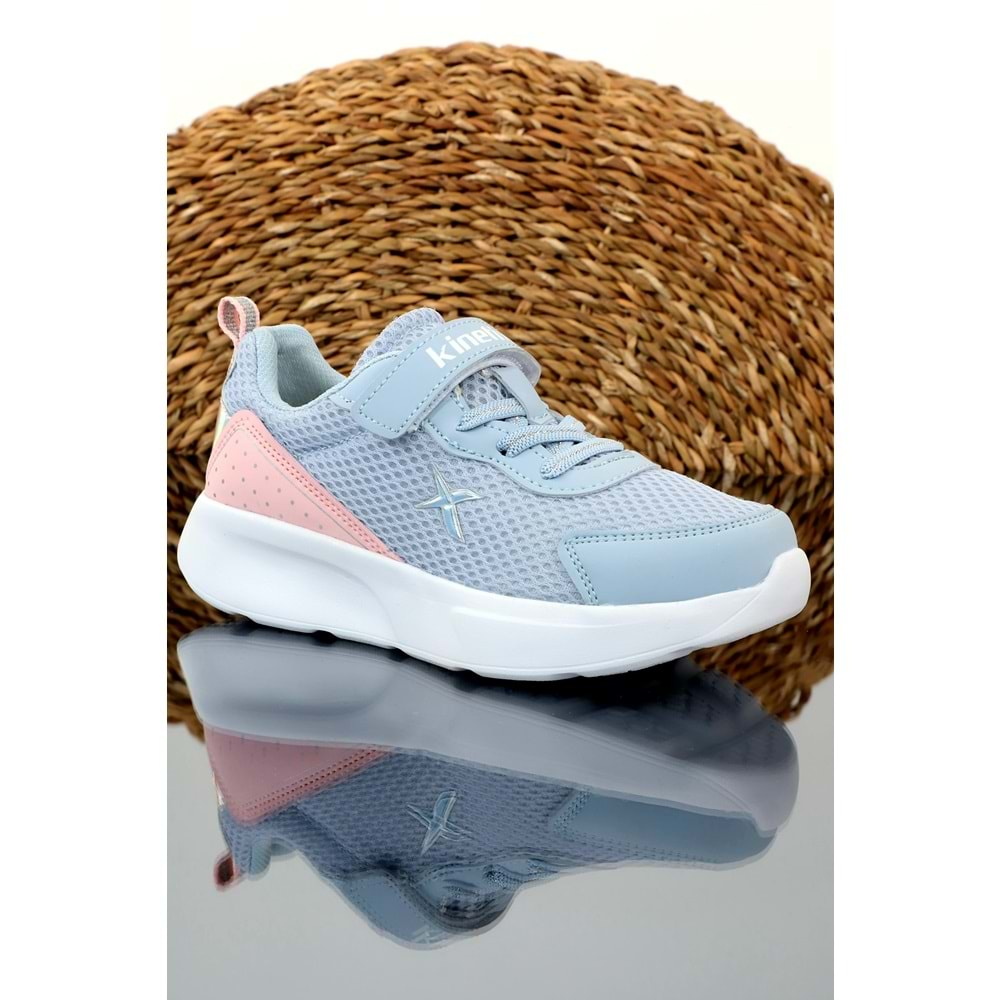 Kidessa 1192 Anatomik Taban Unisex Bantlı Çocuk Sneakers Ayakkabı - NKT01192-mavi pembe-26