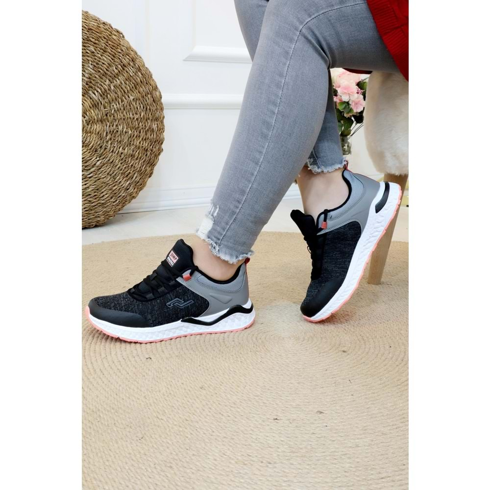 Konfores 1197-27342 Anatomik Tabanlı Unisex Sneakers Ayakkabı - NKT01197-siyah gri-36