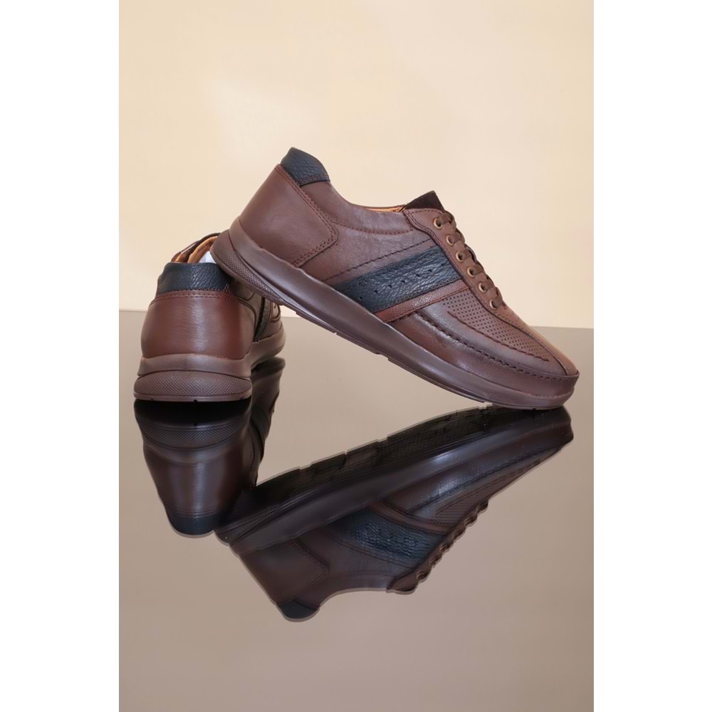 Konfores 1226 Hakiki Deri Anatomik Günlük Ayakkabı - NKT01226-kahverengi-40