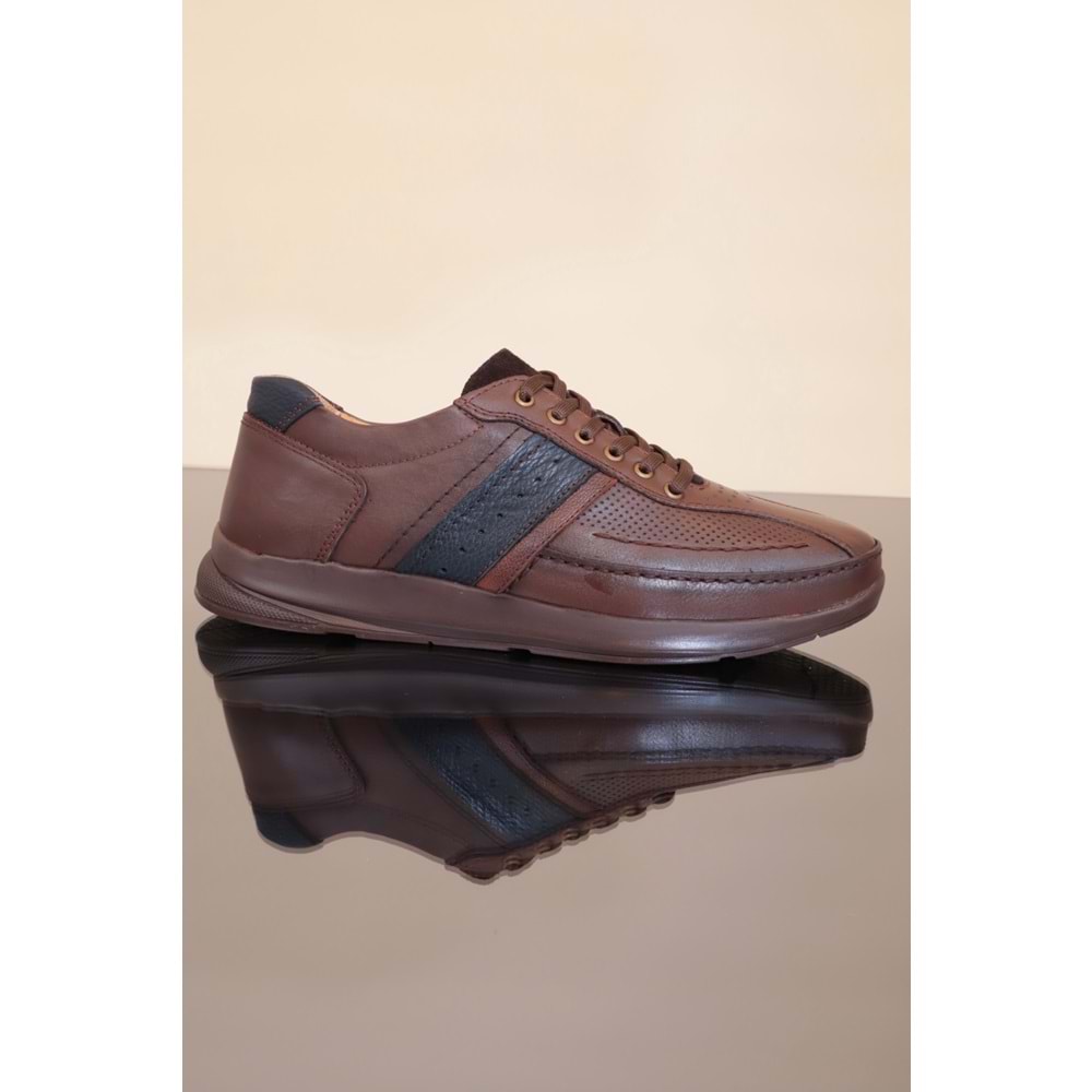 Konfores 1226 Hakiki Deri Anatomik Günlük Ayakkabı - NKT01226-kahverengi-40