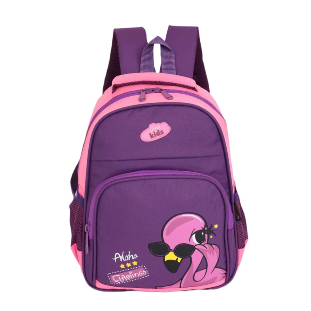 Kidessa 1234 Anatomik Sırtlı Yapılı Unisex Anaokul Çantası - NKT01234-Mor Pembe-TEK EBAT