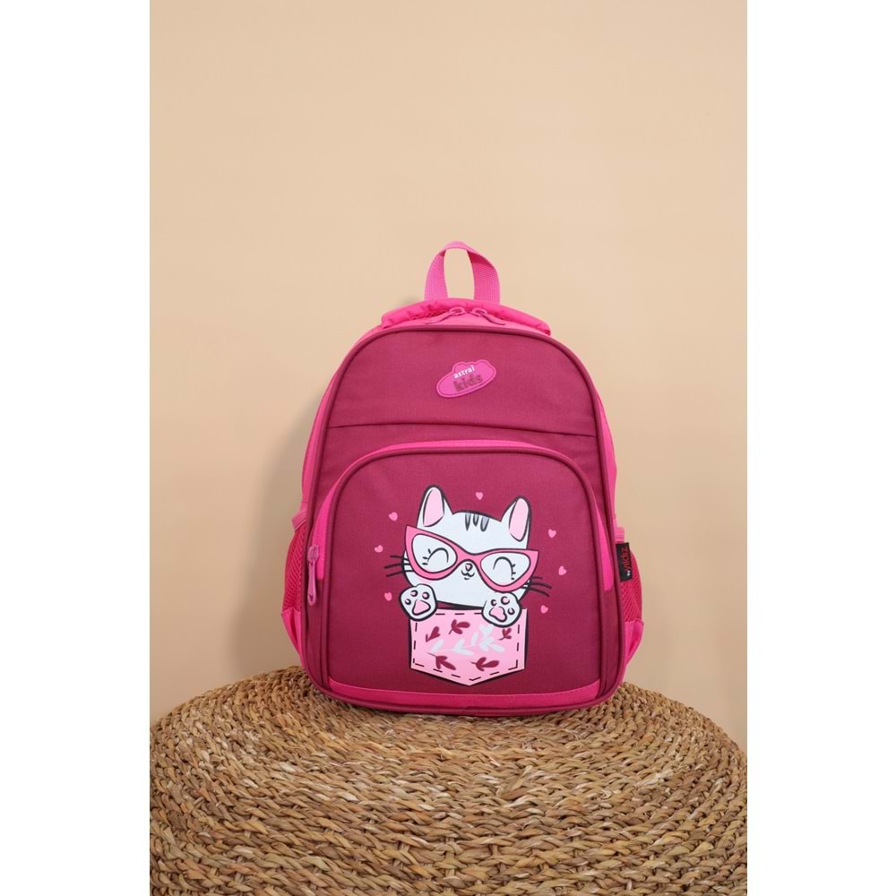 Kidessa 1234 Anatomik Sırtlı Yapılı Unisex Anaokul Çantası - NKT01234-mürdüm-TEK EBAT