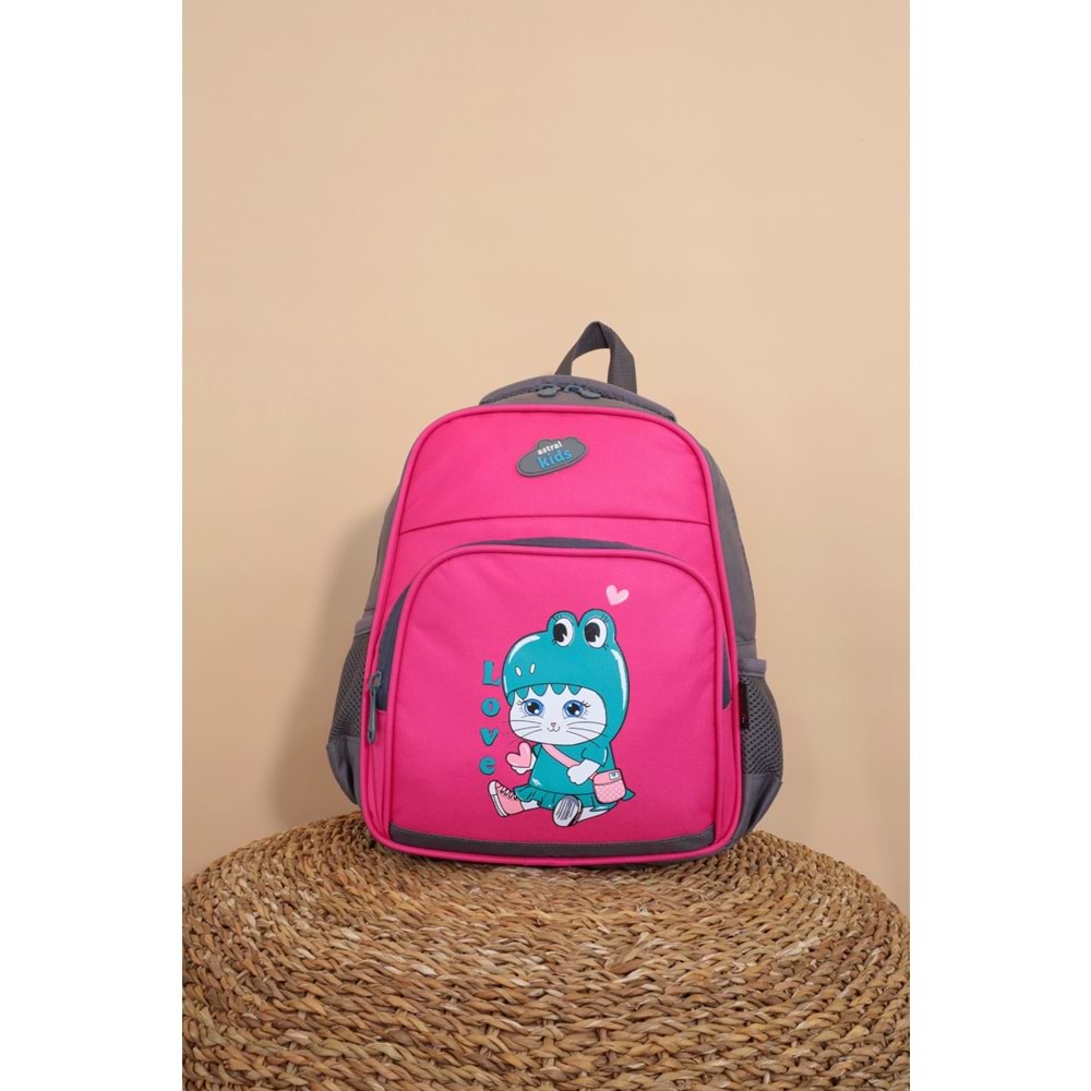 Kidessa 1234 Anatomik Sırtlı Yapılı Unisex Anaokul Çantası - NKT01234-PEMBE-TEK EBAT