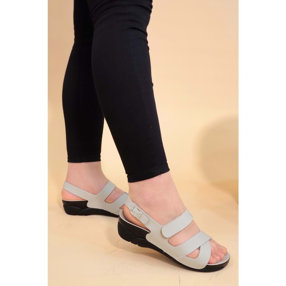 Konfores 1255 Tam Anatomik Bayan Sandalet - NKT01255-BEJ-36