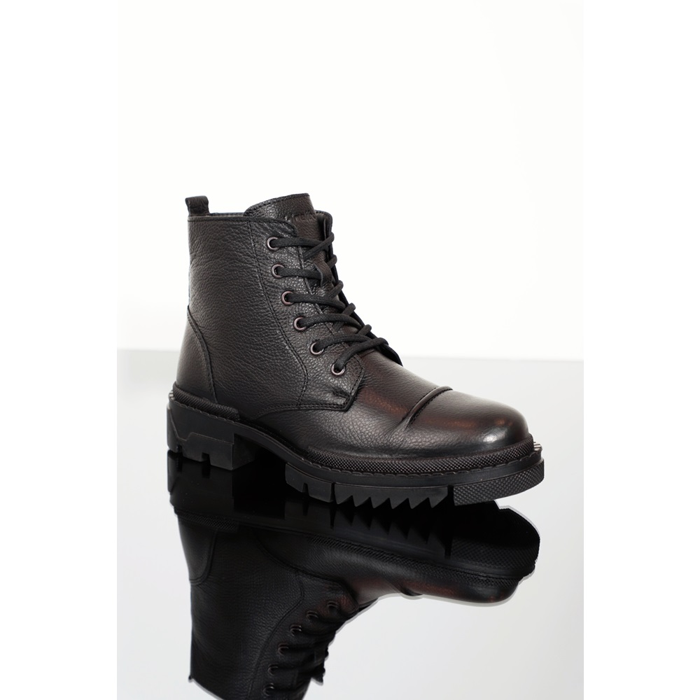 Konfores 1285-Nesta Anatomik Tabanlı Hakiki Deri Fermuarlı Erkek Spor Bot - NKT01285-siyah-45