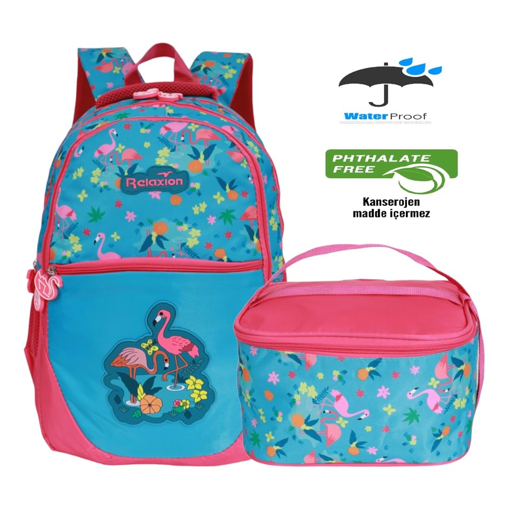 Kidessa 1302 Anatomik Sırtlı Yapılı Unisex İlkokul Çantası - NKT01302-mavi pembe-TEK EBAT