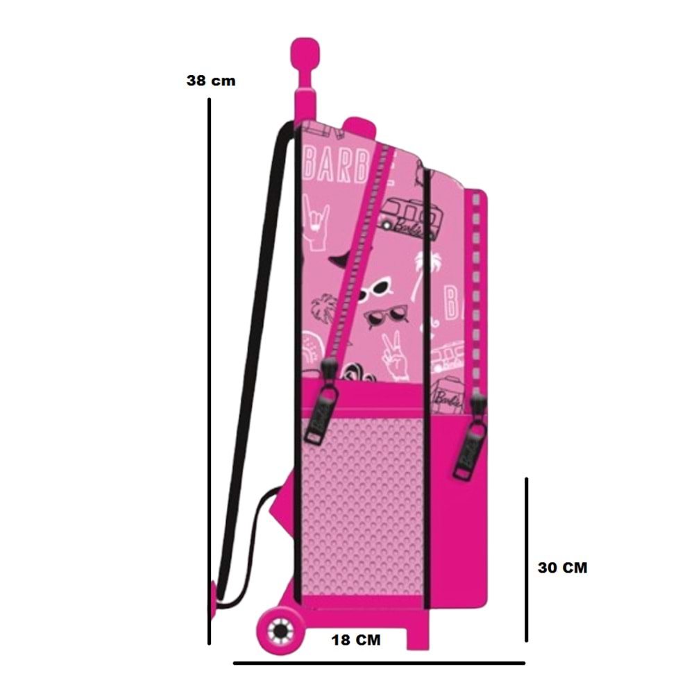 Kidessa 1304 Anatomik Sırtlı Yapılı Unisex Çekçekli İlkokul Çantası - NKT01304-PEMBE-TEK EBAT