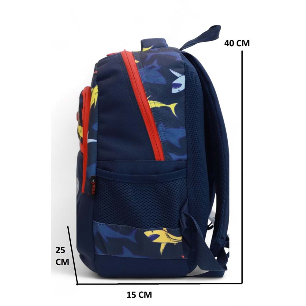 Kidessa 1308 Anatomik Sırtlı Yapılı Unisex İlkokul Çantası - NKT01308-Lacivert Pem-TEK EBAT