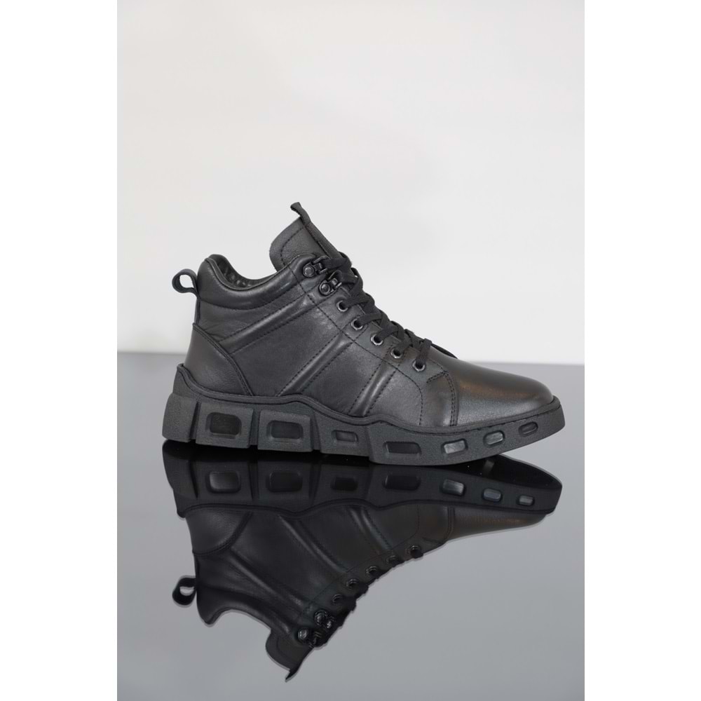Konfores 1351 Anatomik Tabanlı Hakiki Deri Erkek Spor Bot - NKT01351-siyah-43