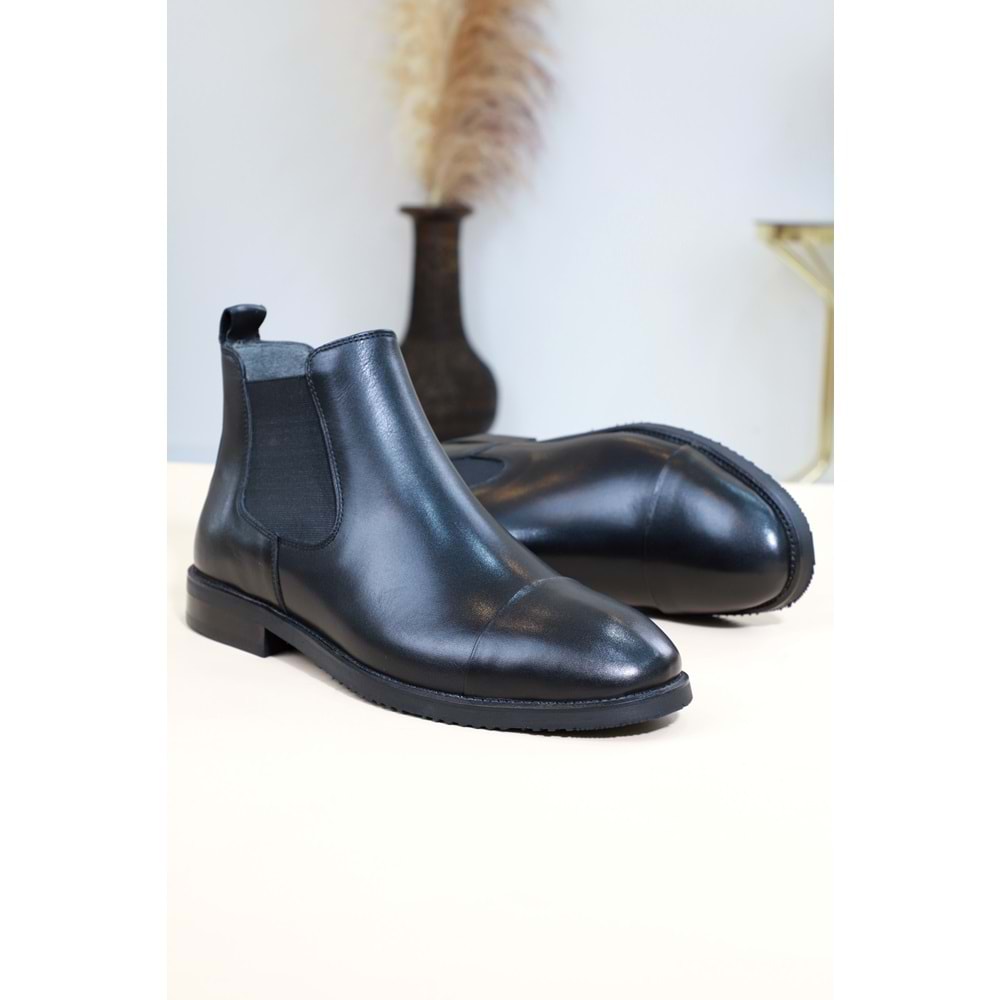 Konfores 1355 Anatomik Tabanlı Hakiki Deri Erkek Klasik Bot - NKT01355-Full Siyah-40