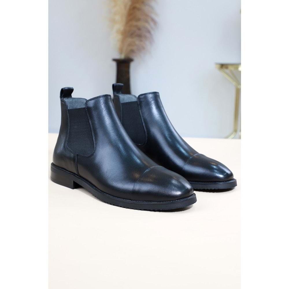 Konfores 1355 Anatomik Tabanlı Hakiki Deri Erkek Klasik Bot - NKT01355-Full Siyah-40