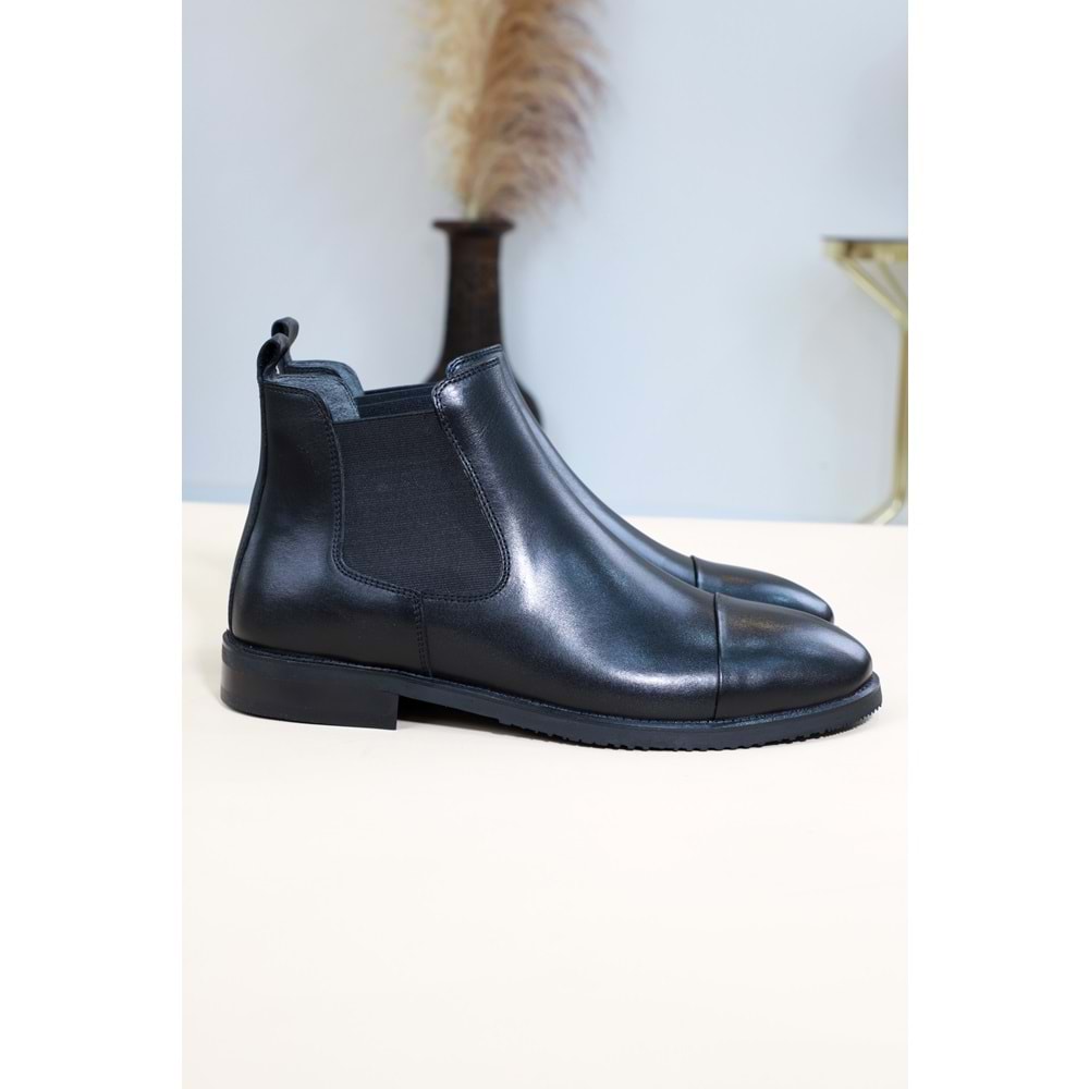 Konfores 1355 Anatomik Tabanlı Hakiki Deri Erkek Klasik Bot - NKT01355-Full Siyah-40