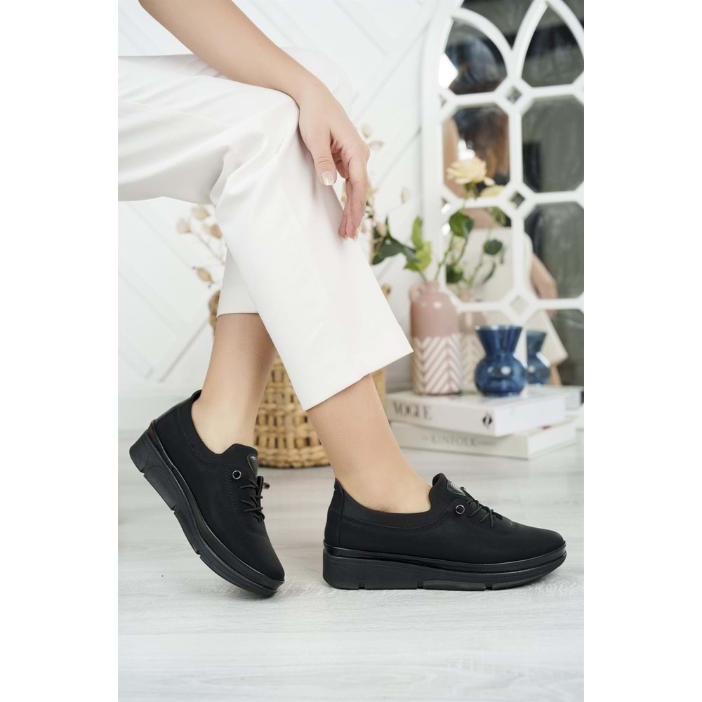 Konfores 1356 Anatomik Bayan Mevsimlik Ayakkabı - NKT01356-siyah-36