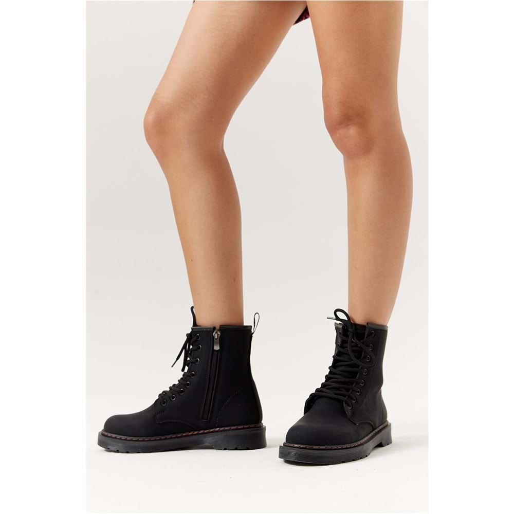 Konfores 1368 Kauçuk Tabanlı Bayan Spor Postal Bot - NKT01368-siyah-36