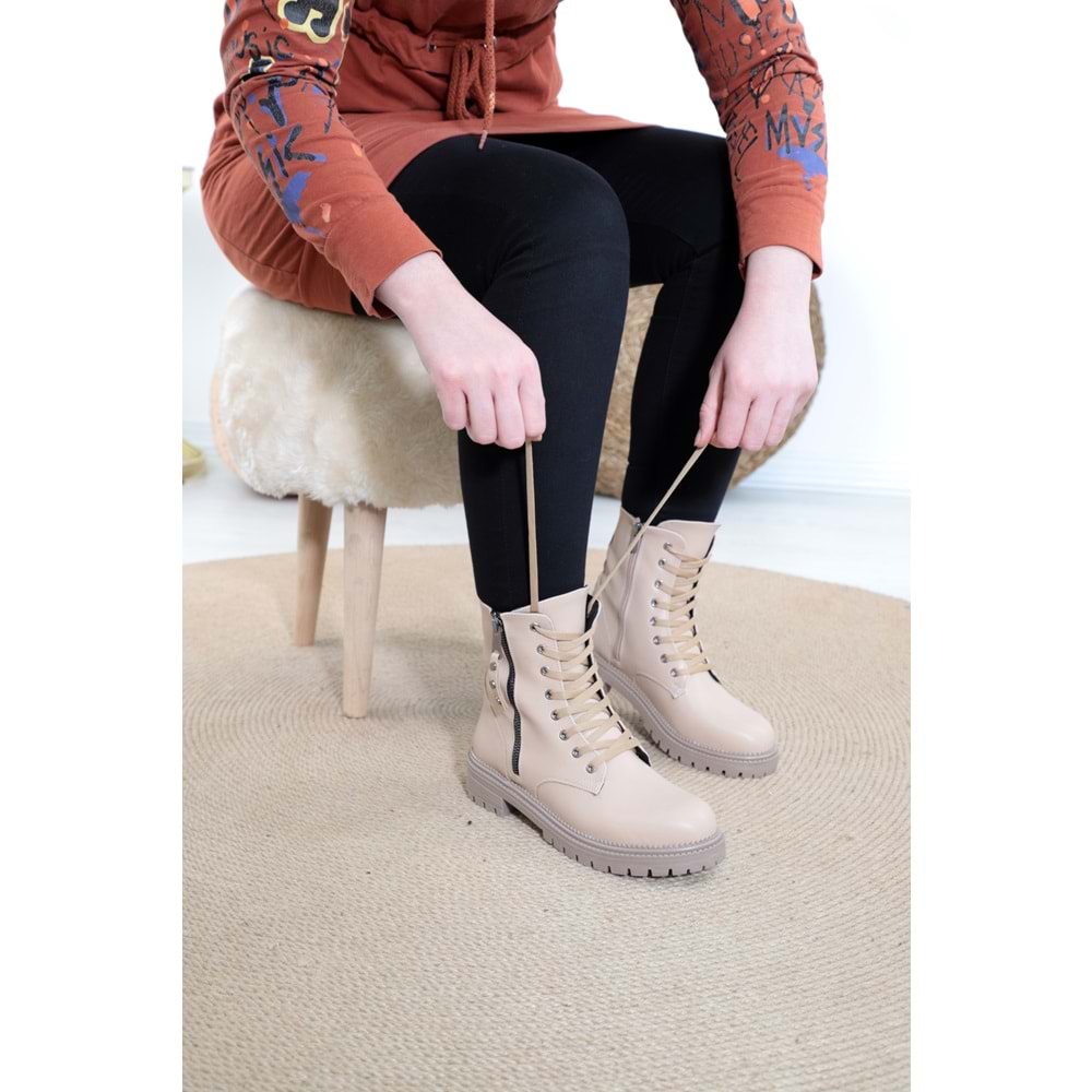 Konfores 1373 Kauçuk Tabanlı Bayan Spor Postal Bot - NKT01373-BEJ-37