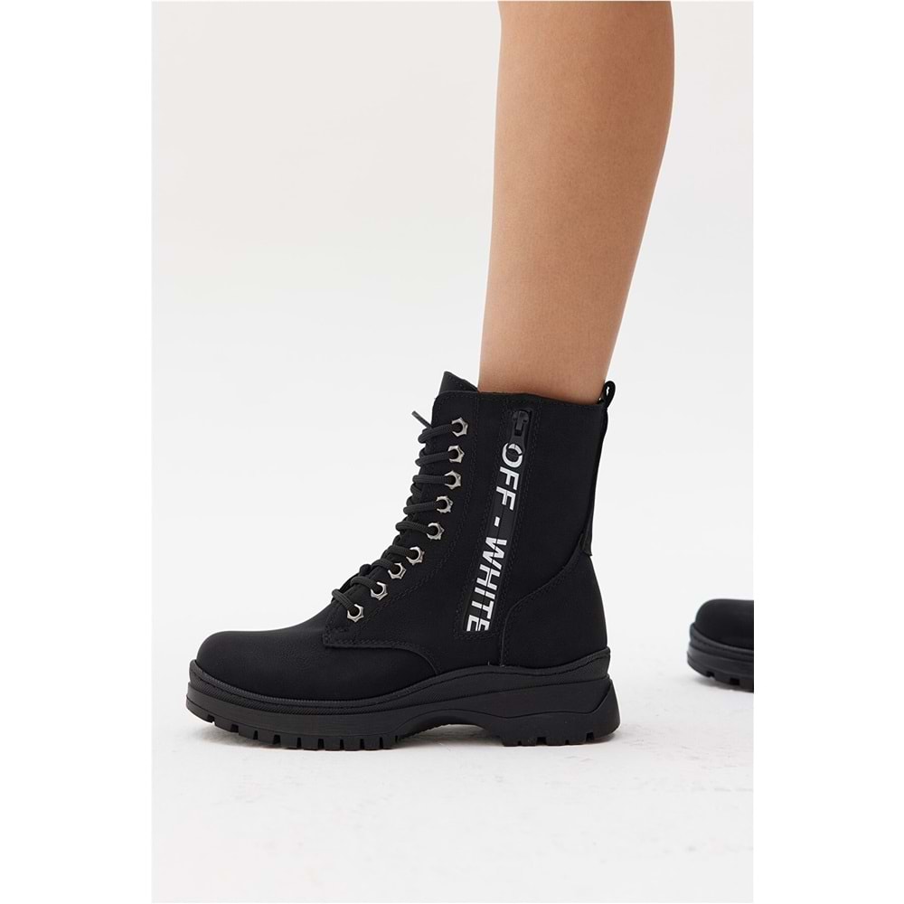 Konfores 1375 Kauçuk Tabanlı Bayan Spor Postal Bot - NKT01375-siyah-36