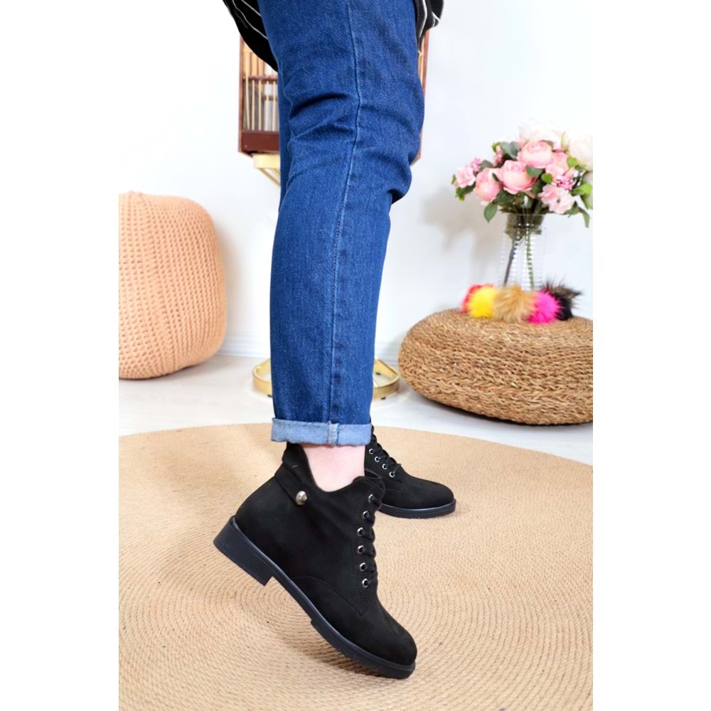 Konfores 1381 Bayan Kısa Postal Bot - NKT01381-siyah nubuk-36