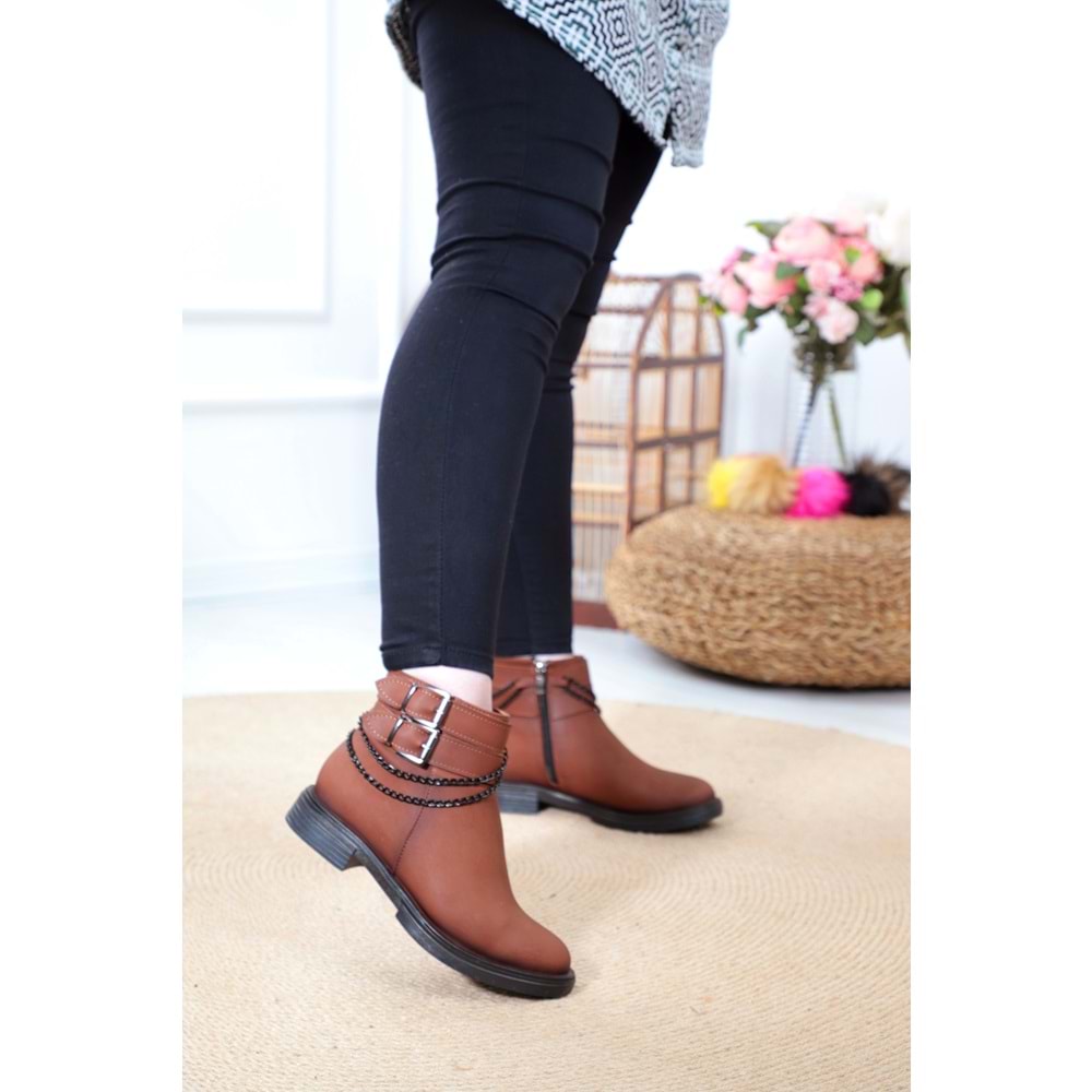 Konfores 1389 Kauçuk Tabanlı Bayan Düz Bot - NKT01389-TABA-36