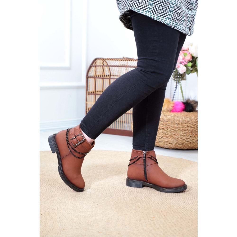 Konfores 1389 Kauçuk Tabanlı Bayan Düz Bot - NKT01389-TABA-36