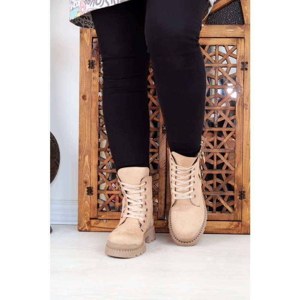 Konfores 1399 Kauçuk Tabanlı Bayan Spor Bot - NKT01399-BEJ-36