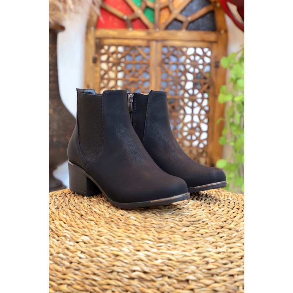 Konfores 1404 Kauçuk Tabanlı Bayan Klasik Bot - NKT01404-siyah-36