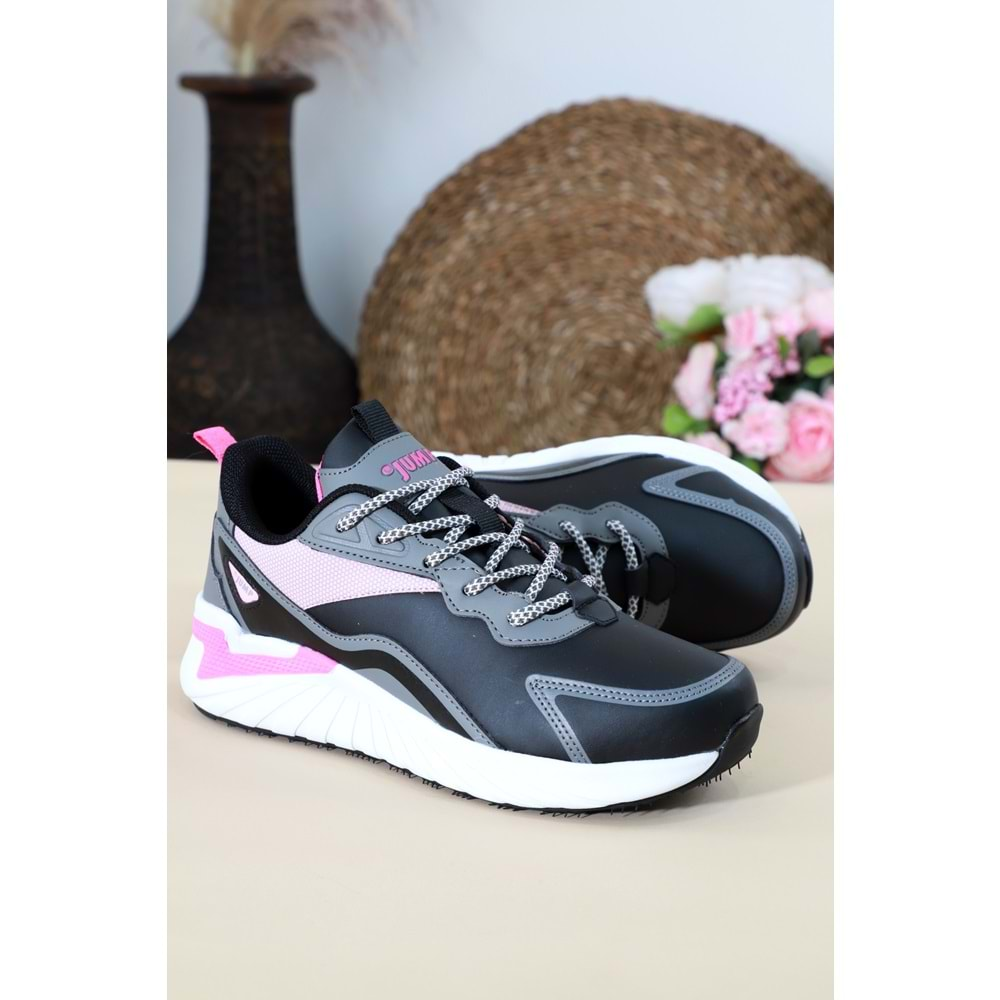 Konfores 1453-27770 Anatomik Taban Sneakers Ayakkabı - NKT01453-siyah pembe-36