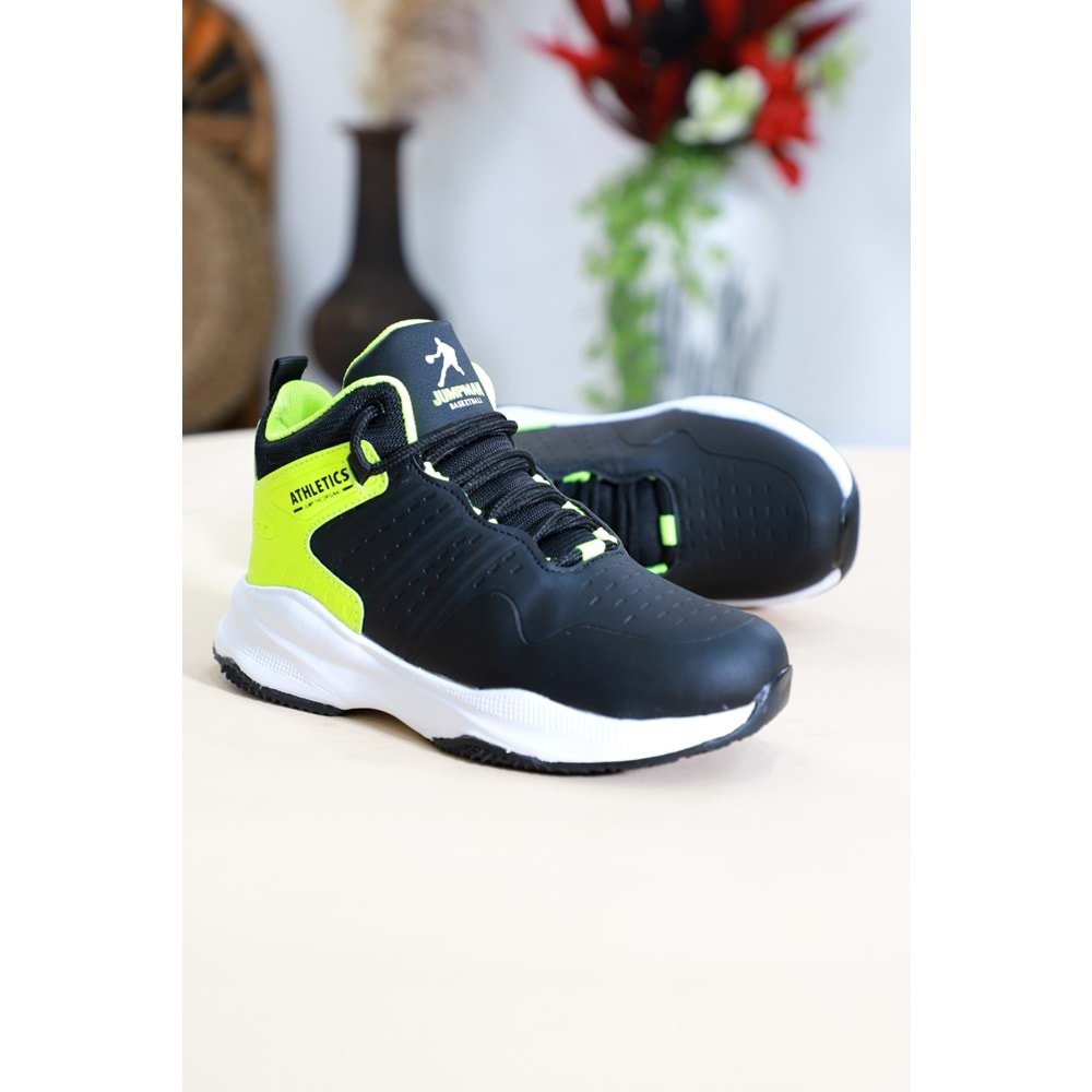 Kidessa 1470-26974 Anatomik Tabanlı Çocuk Basket Ayakkabı - NKT01470-siyah yeşil-33