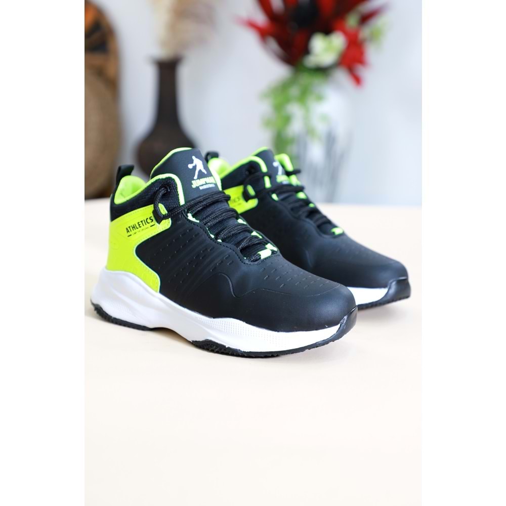 Kidessa 1470-26974 Anatomik Tabanlı Çocuk Basket Ayakkabı - NKT01470-siyah yeşil-33