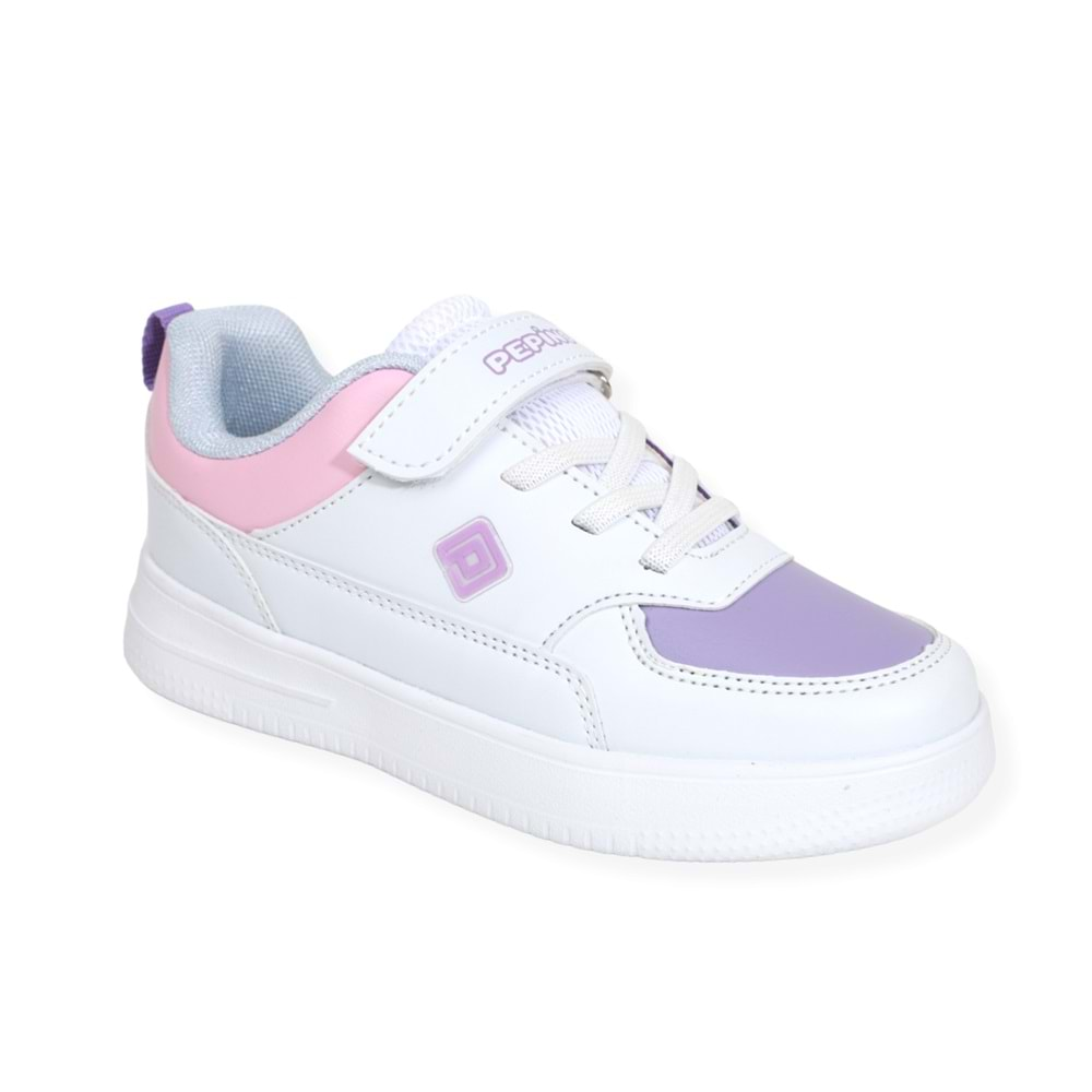 Kidessa 1507 Anatomik Taban Unisex Çocuk Sneakers Ayakkabı - NKT01507-Beyaz Lila-34