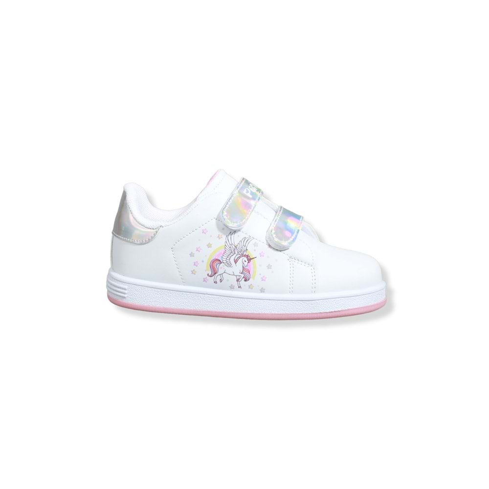 Kidessa 1509 Anatomik Taban Unisex Çocuk Sneakers Ayakkabı - NKT01509-Beyaz Gümüş-26