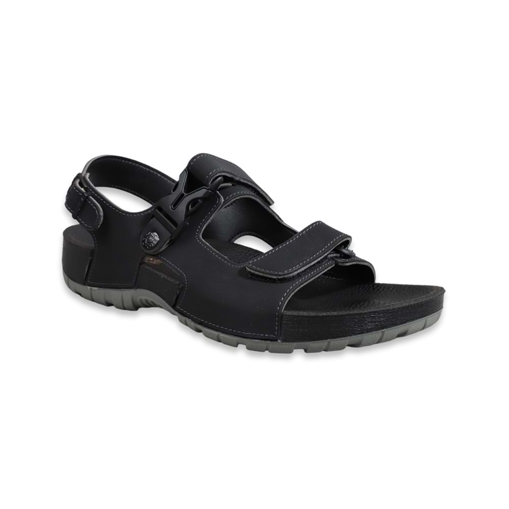 Konfores 1522-9829-2 Tam Anatomik Erkek Sandalet - NKT01522-siyah-44