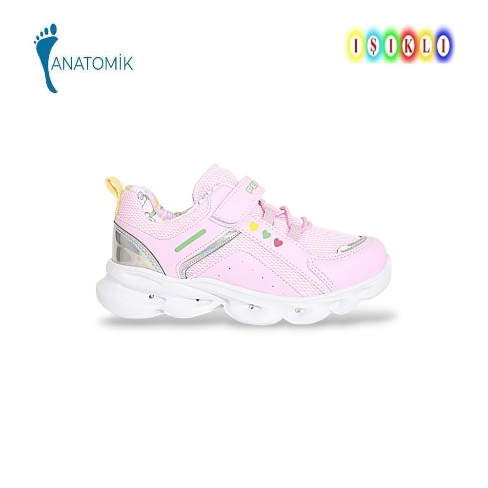 Kidessa 1532 Anatomik Taban Işıklı Çocuk Spor Ayakkabı - NKT01532-PEMBE-27