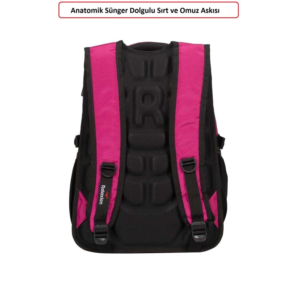 Konfores 1552-2227 Unisex Anatomik Yarasa Sırt Okul Çantası - NKT01552-PEMBE-TEK EBAT