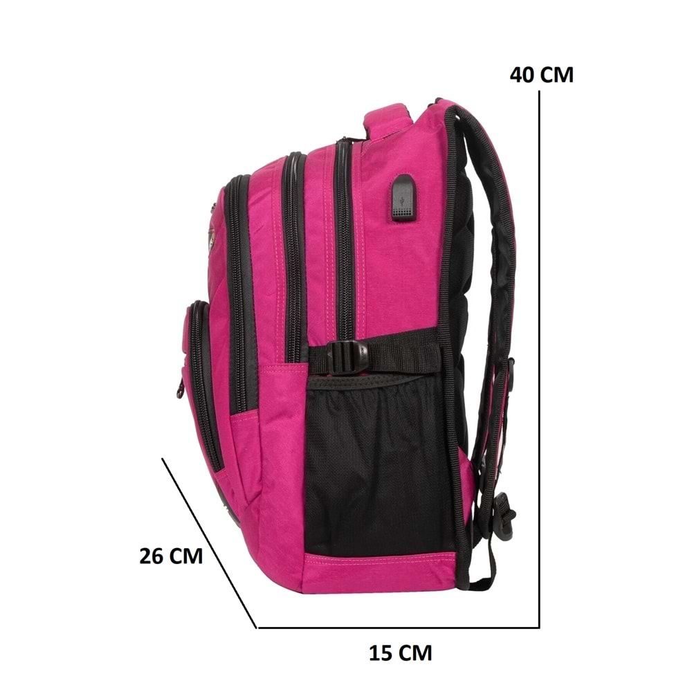 Konfores 1552-2227 Unisex Anatomik Yarasa Sırt Okul Çantası - NKT01552-PEMBE-TEK EBAT