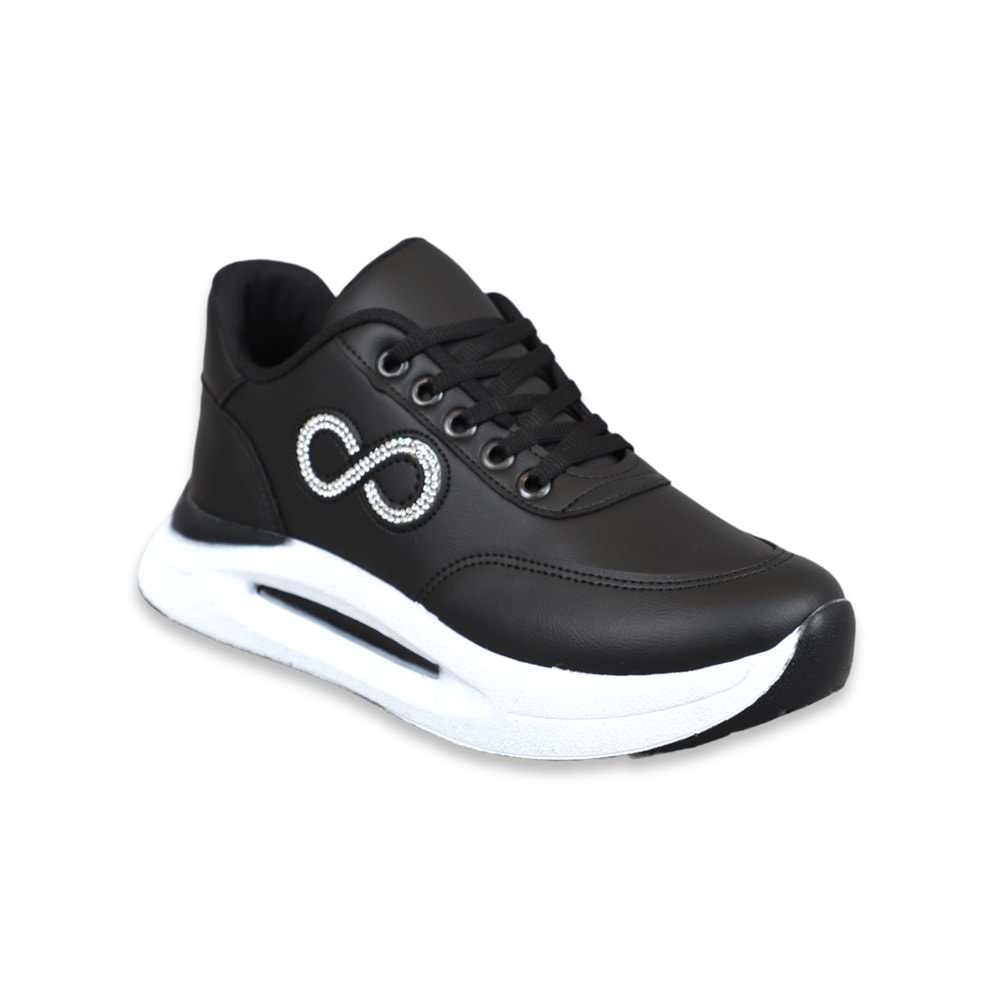 Konfores 1556-333060 Anatomik Tabanlı Sneakers Ayakkabı - NKT01556-siyah beyaz-39