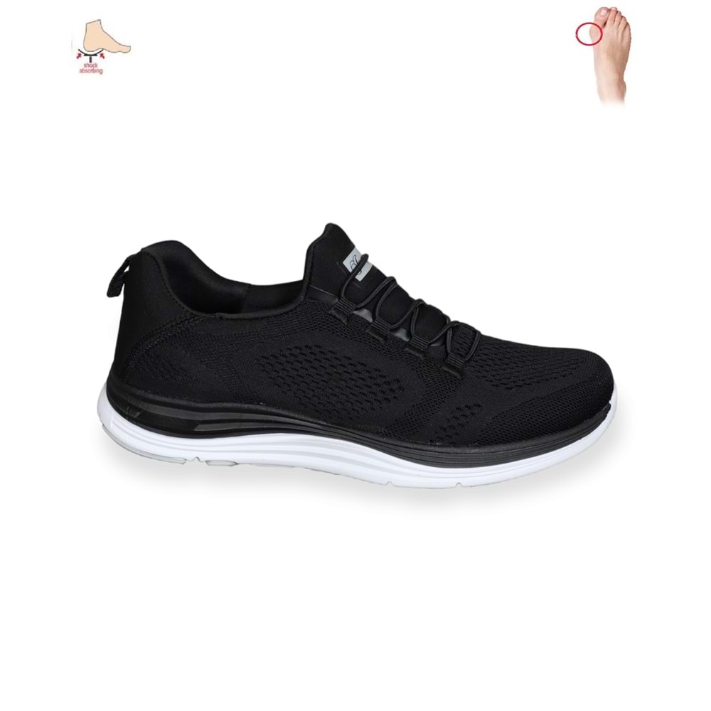 Konfores 1581-28064 Anatomik Tabanlı Yürüyüş & Koşu Ayakkabısı - NKT01581-siyah beyaz-37