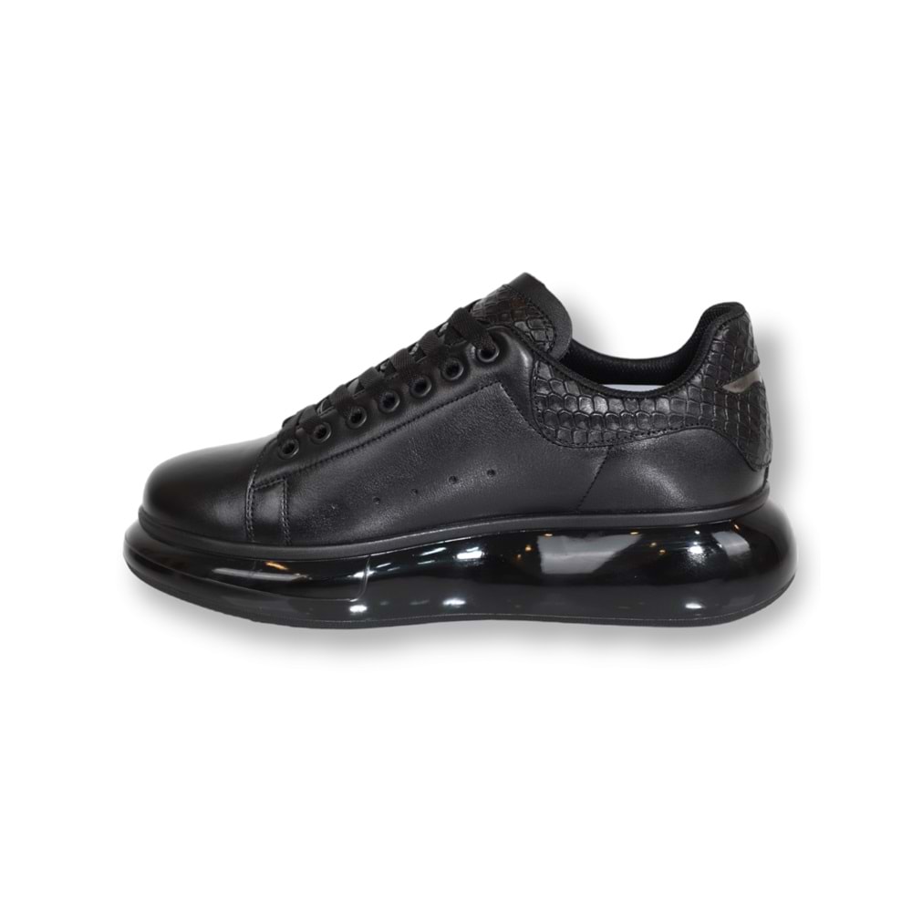 Konfores 1590-573181 Hakiki Deri Anatomik Air Tabanlı Erkek Sneakers Ayakkabı - NKT01590-siyah-41